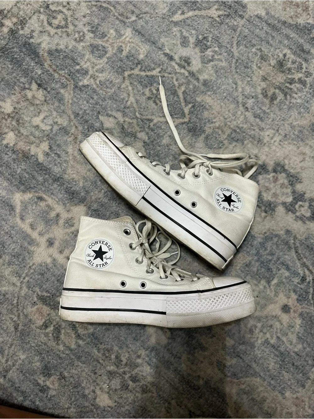 Converse White High-Top Canvas Sneakers with Black Trim